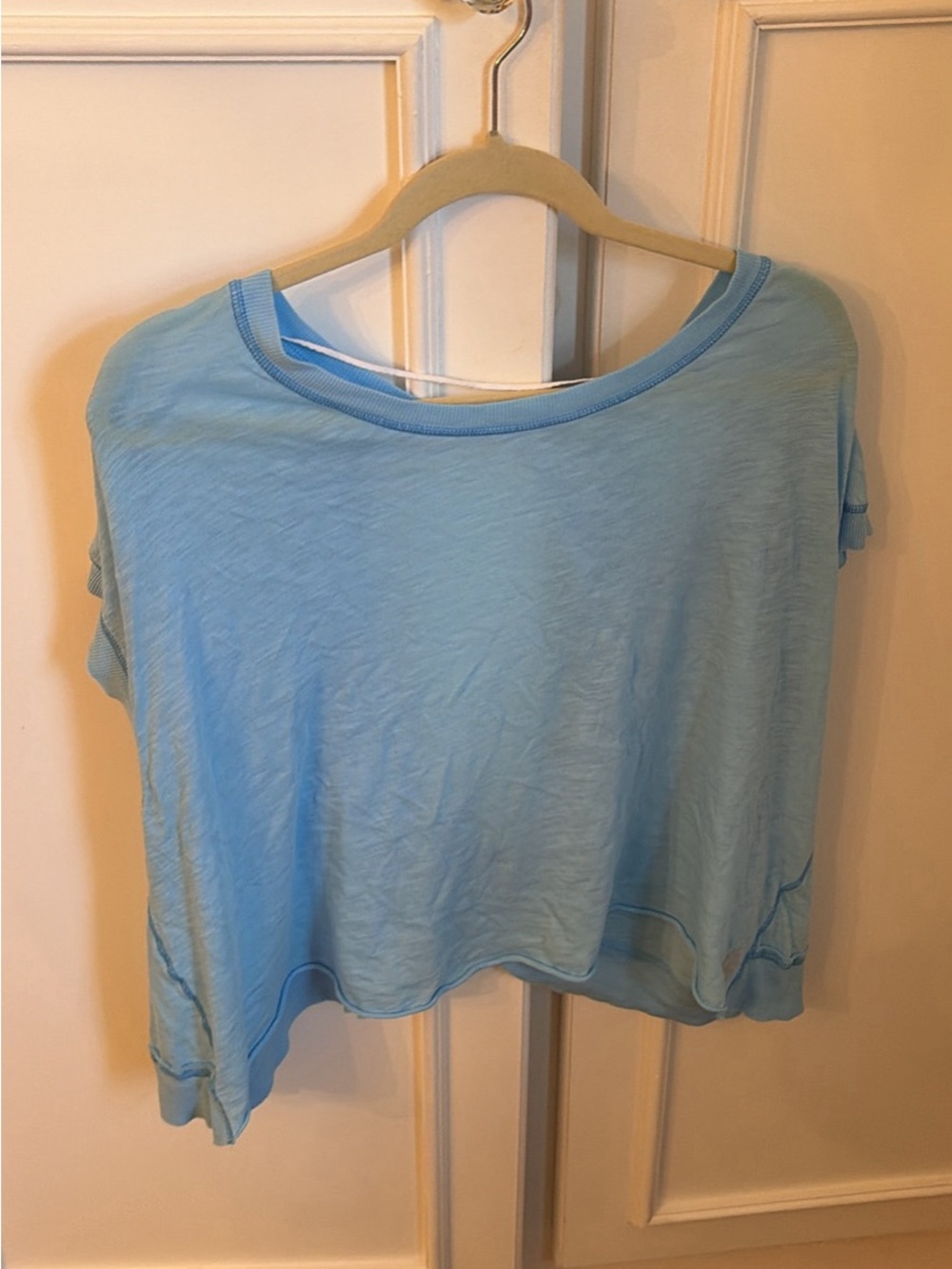Free people Movement Light Blue open back Crop Tee